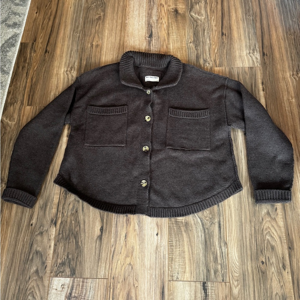 FREE PEOPLE Dark Brown We The Free - On The Isle Cardi